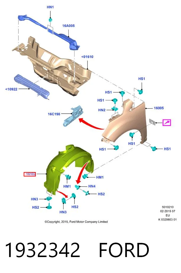 AM51R16114AF Ford Подкрыльник переднего крыла, правый