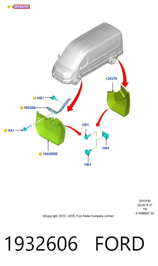 Брызговик передний правый BK3116A266AD5JA6 Ford