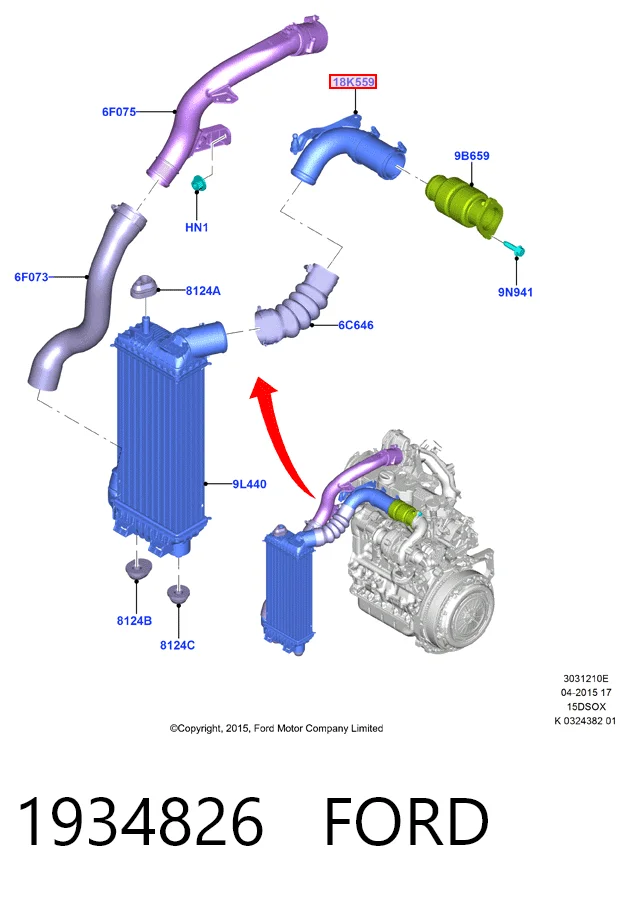 Патрубок интеркулера F1B16C750AC Ford