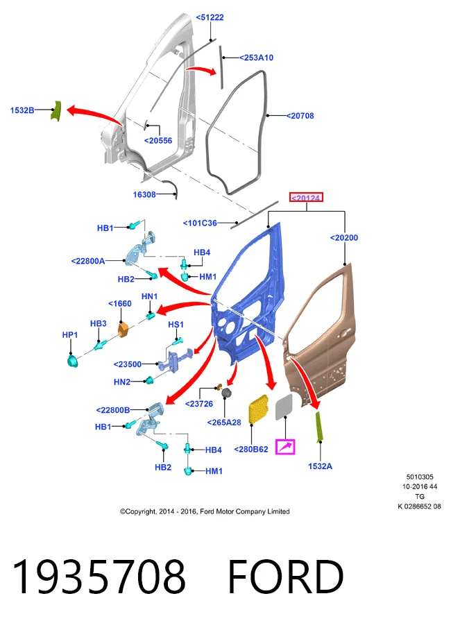Передняя левая дверь Ford Transit VII фургон (V363) (2013 - 2026) цена, от  USD