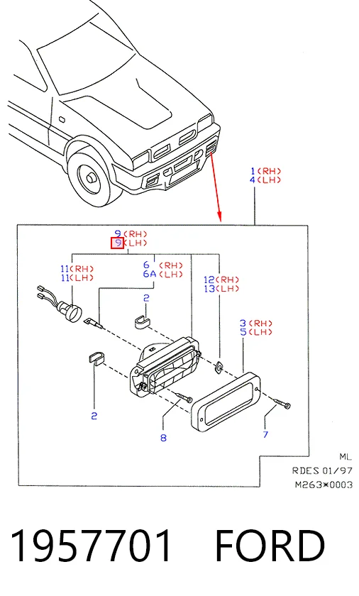 Противотуманная фара левая на Ford Maverick II 1N2