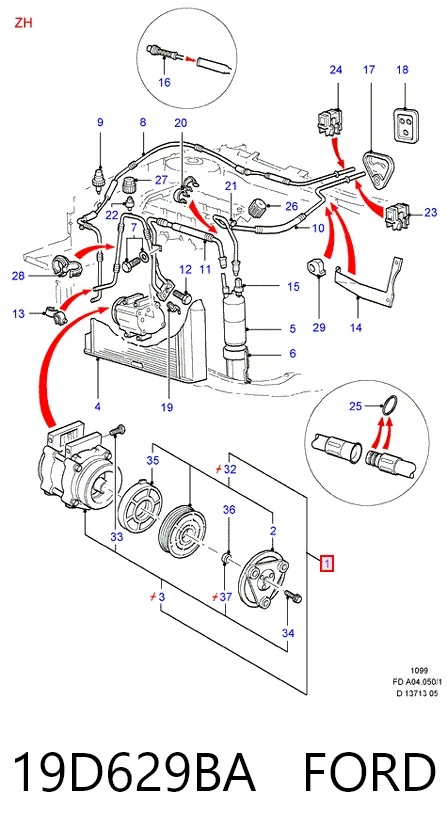 19D629BA Ford Компрессор хладагента