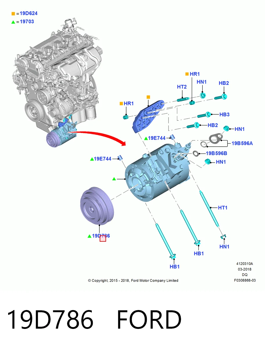 19D786 Ford Магнитная муфта компрессора кондиционера