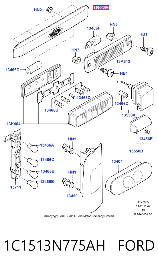 Фонарь освещения номера на Ford Transit VI V347/8