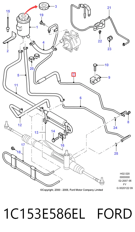 Патрубок ГУР высокого давления на Ford Transit V V184/5
