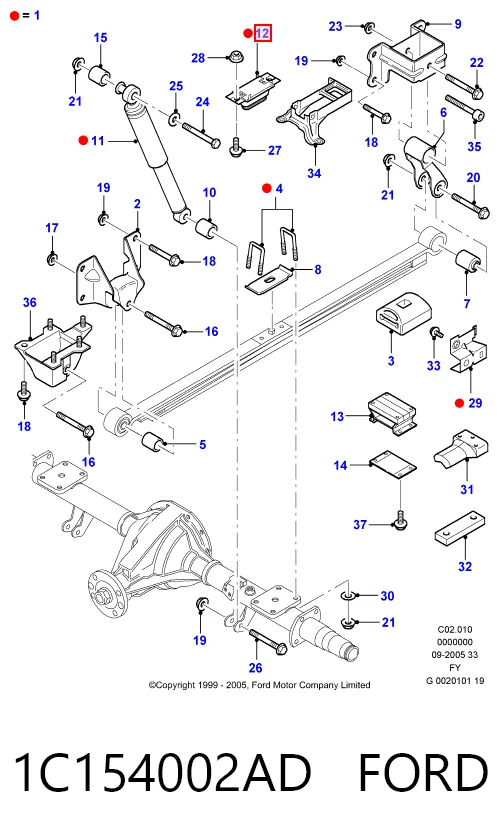 1C154002AD Ford Отбойник задней рессоры