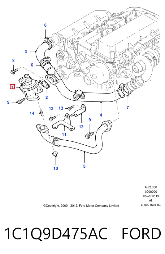 1C1Q9D475AC Ford Клапан рециркуляции отработавших газов EGR
