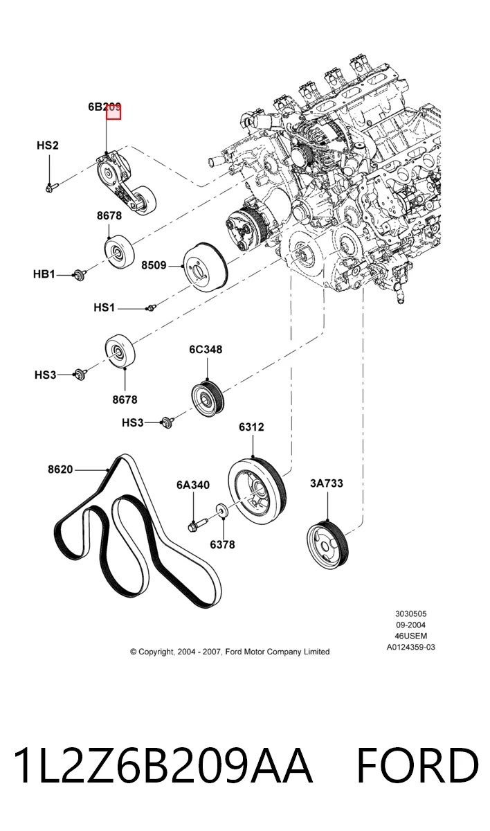 1L2Z6B209AA Ford Натяжитель клинового ремня