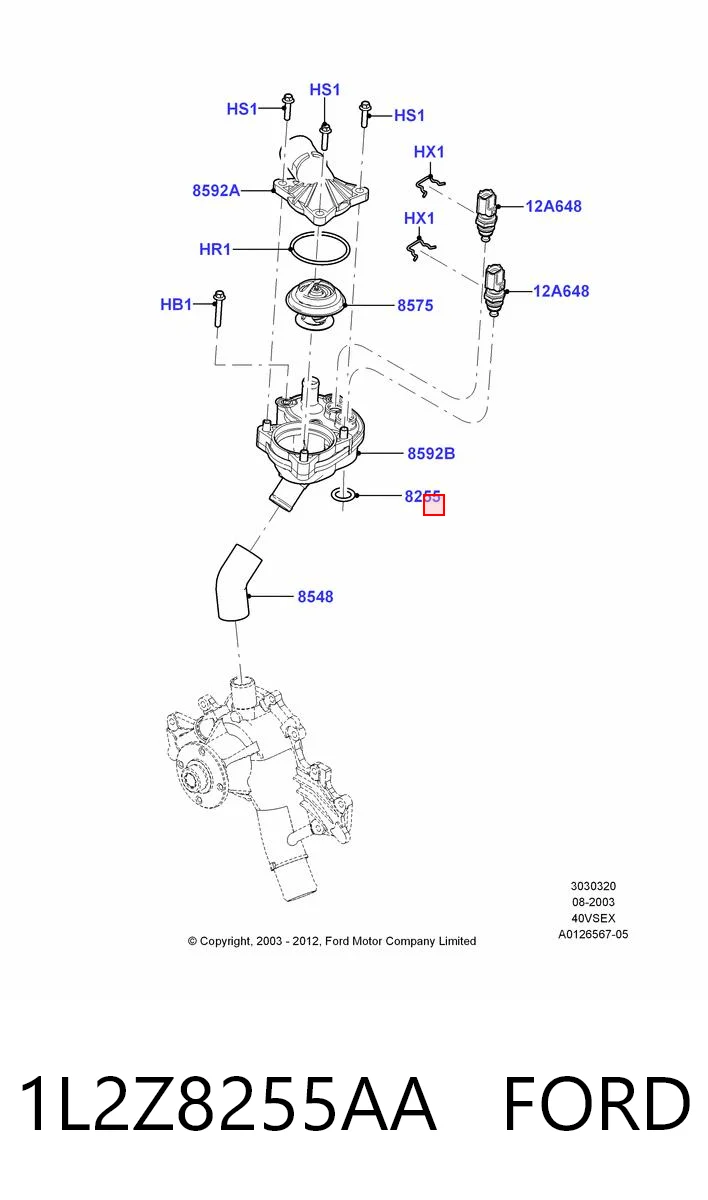 1L2Z8255AA Ford Прокладка корпуса термостата