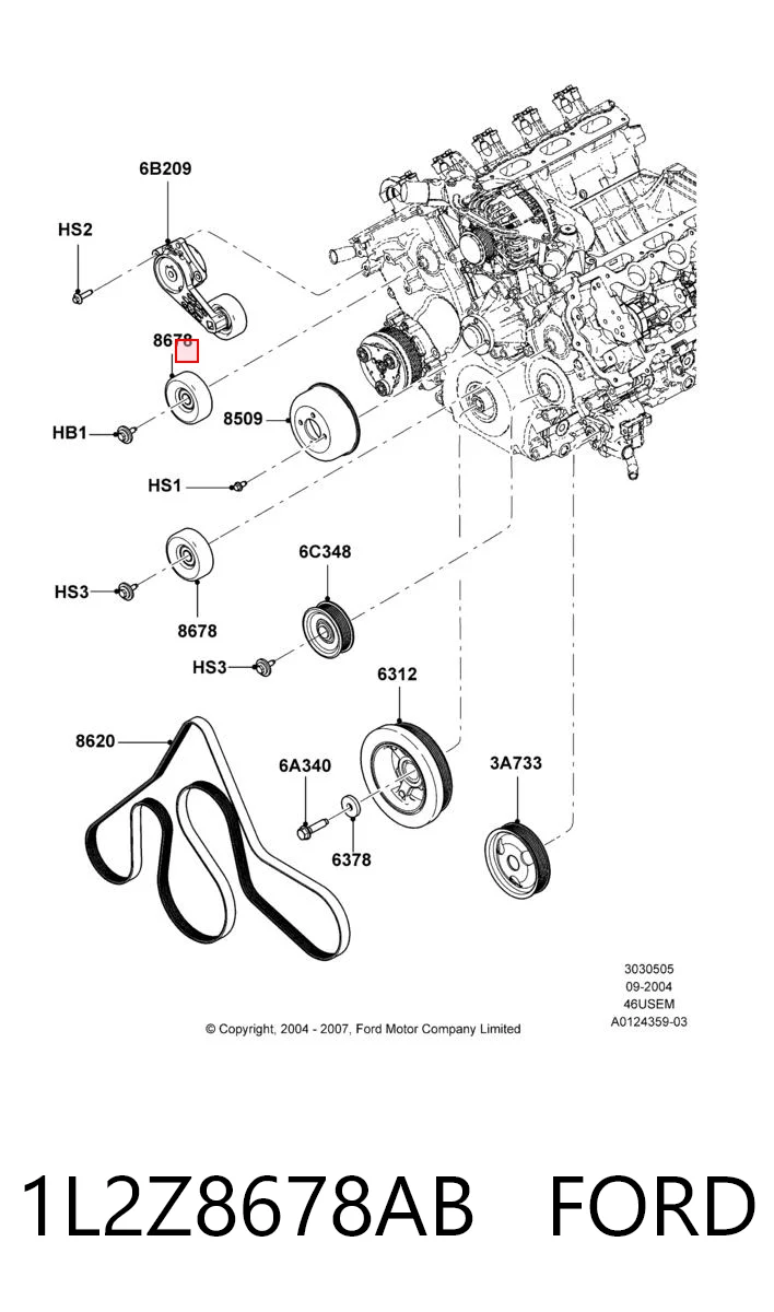 1L2Z8678AB Ford Ролик приводного ремня, паразитный