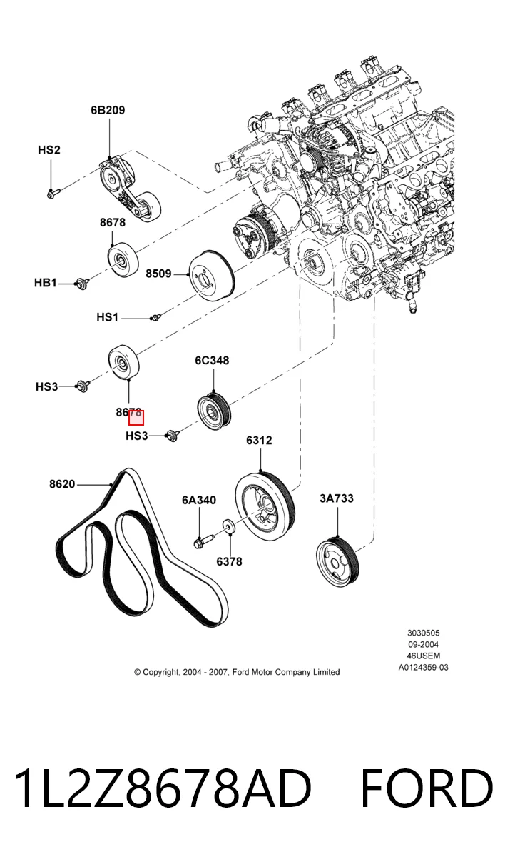 1L2Z8678AD Ford Ролик приводного ремня, паразитный