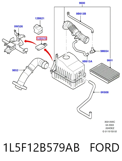 1L5F12B579AB Ford Датчик расхода воздуха