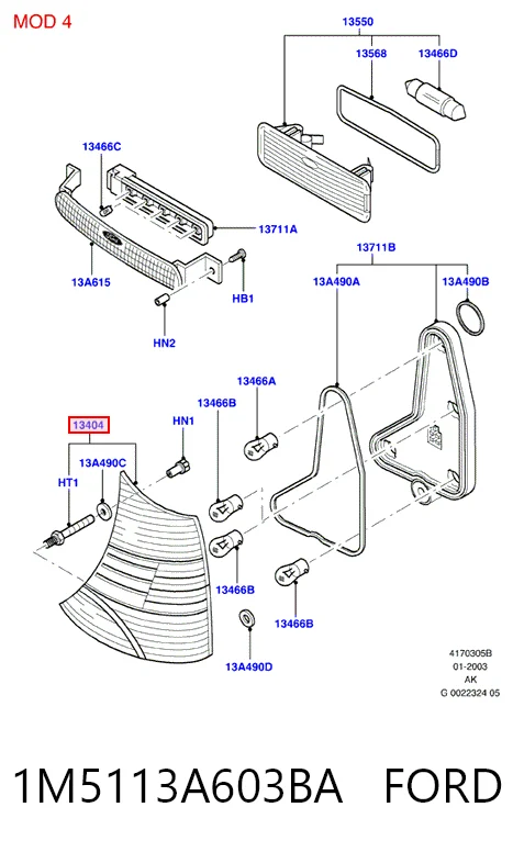 Задний левый стоп на Ford Focus I DFW