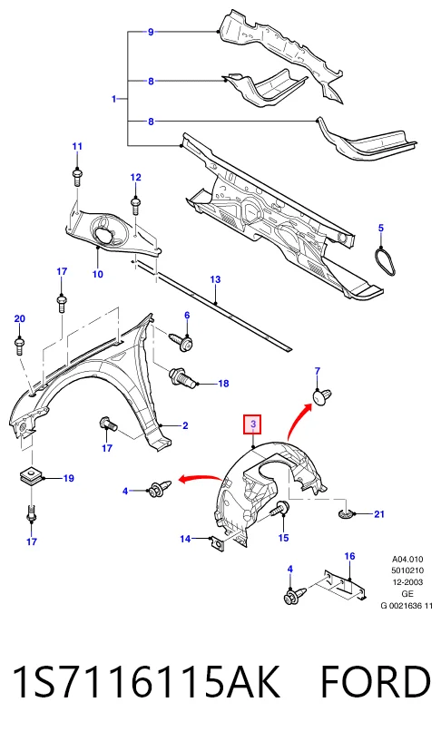  Подкрылок передний левый Ford Mondeo 3