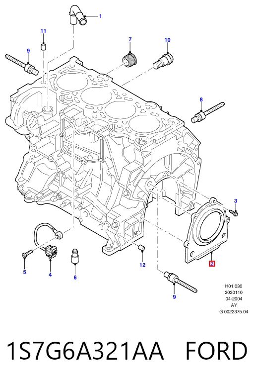 1S7G6A321AA Ford Сальник коленвала двигателя, задний