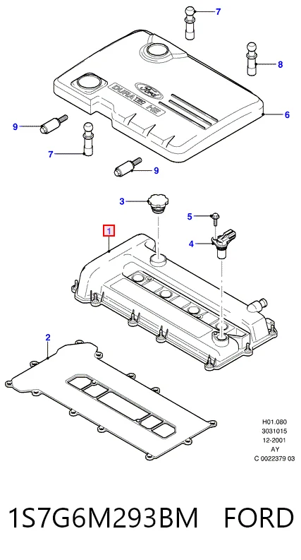 1S7G6M293BM Ford Крышка двигателя