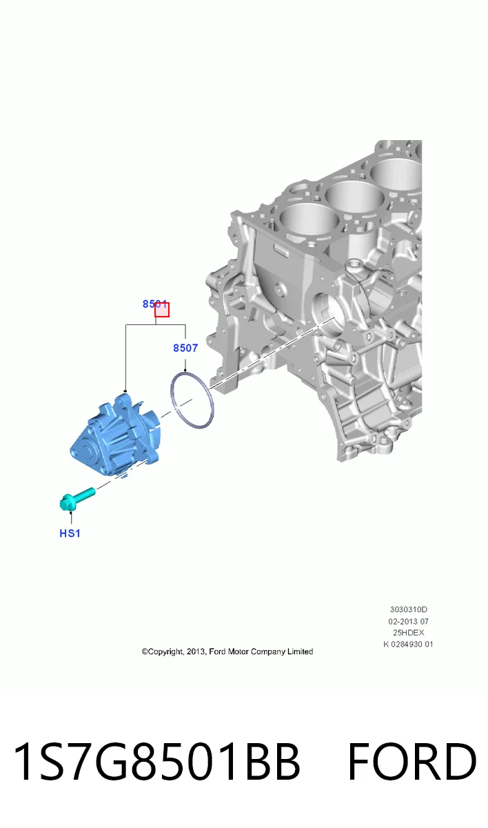 1S7G8501BB Ford Насос водяной