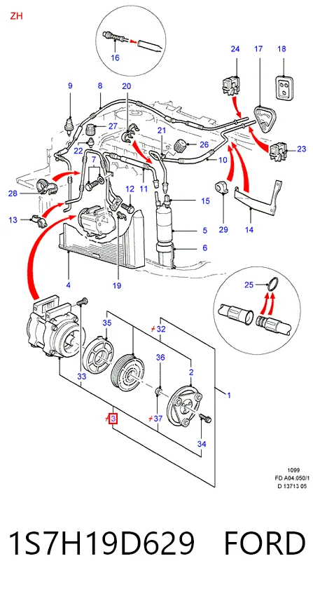 1S7H19D629 Ford Компрессор хладагента