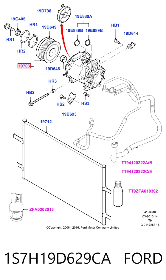 1S7H19D629CA Ford Компрессор хладагента