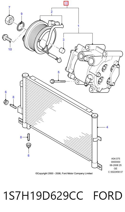 1S7H19D629CC Ford Компрессор хладагента