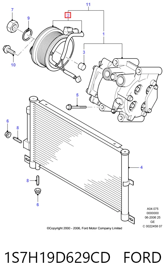 1S7H19D629CD Ford Компрессор хладагента