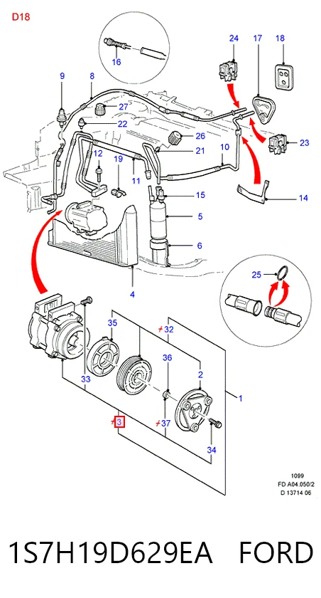 1S7H19D629EA Ford Компрессор хладагента