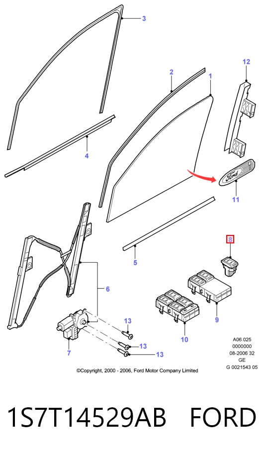 Купить HMP1S7T14529AB Hmpx Кнопка стеклоподъемника передняя
