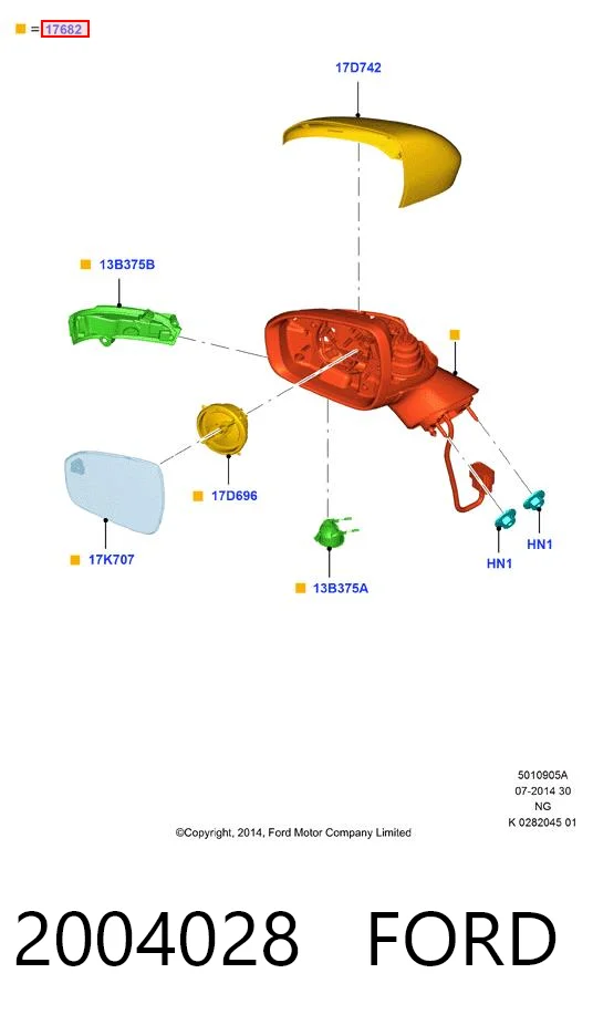 2004028 Ford Левое боковое зеркало