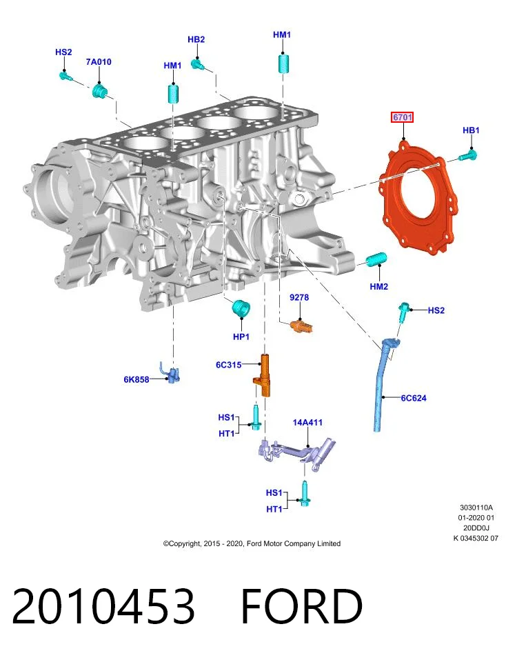 2010453 Ford Сальник коленвала двигателя, задний