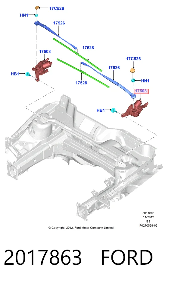 CV4417504BE Ford Мотор стеклоочистителя лобового стекла левый