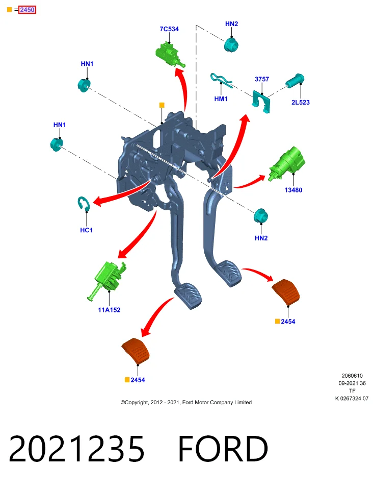 GK212450BD Ford Кронштейн педалей, педальный узел