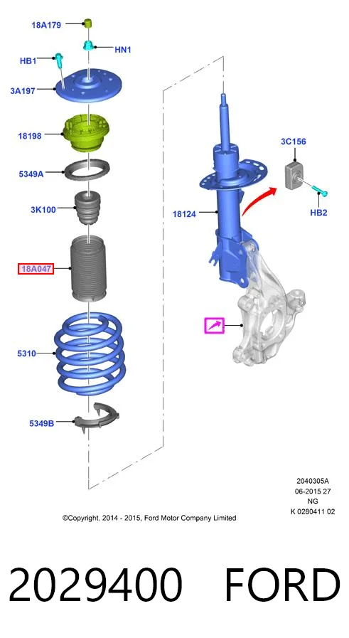 2029400 Ford Пыльник стойки передней