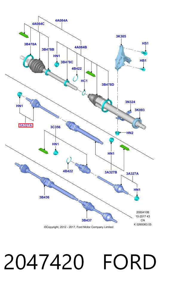 Полуось (привод) передняя Ford Fiesta Mk6 хэтчбек (CB1) (2008 - 2016) цена, от 566.43 USD