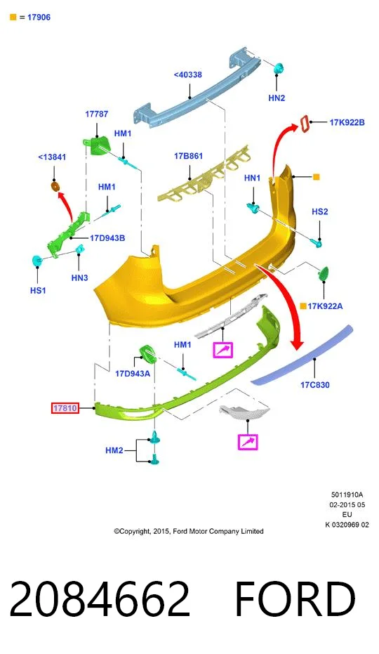 2084662 Ford Спойлер заднего бампера