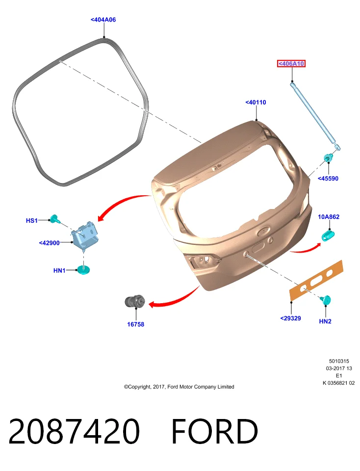 2087420 Ford Амортизатор стекла багажника (двери 3/5-й задней (ляды)