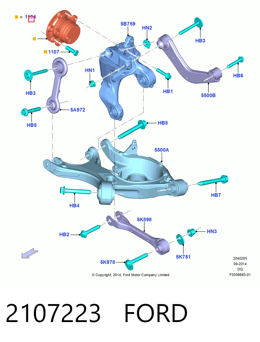 2107223 Ford Ступица колеса передняя