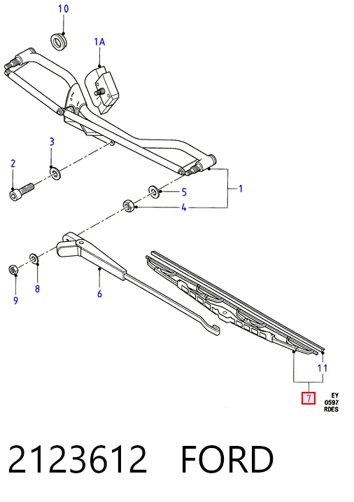2123612 Ford Щетка-дворник лобового стекла, водительская