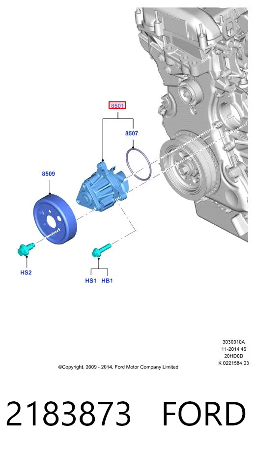 Помпа охлаждения Ford 2183873 цена, от 86.70 USD