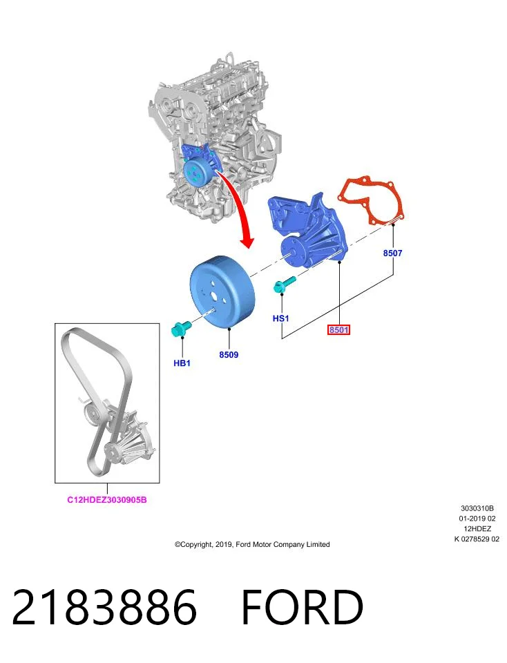 2183886 Ford Насос водяной