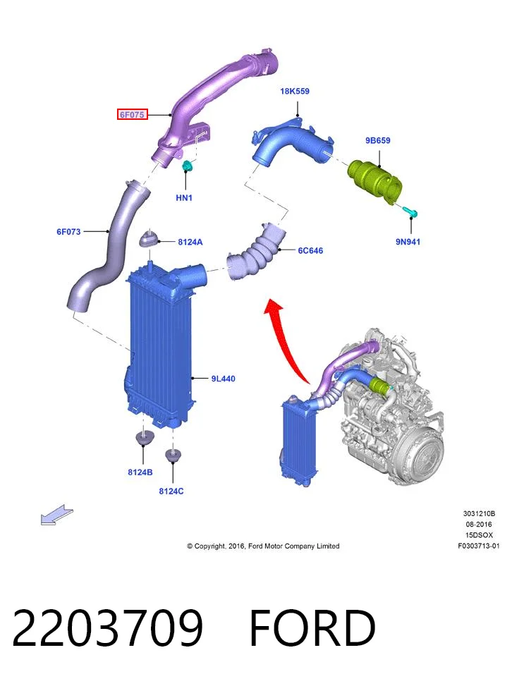Шланг интеркуллера Ford F1F16F075BC