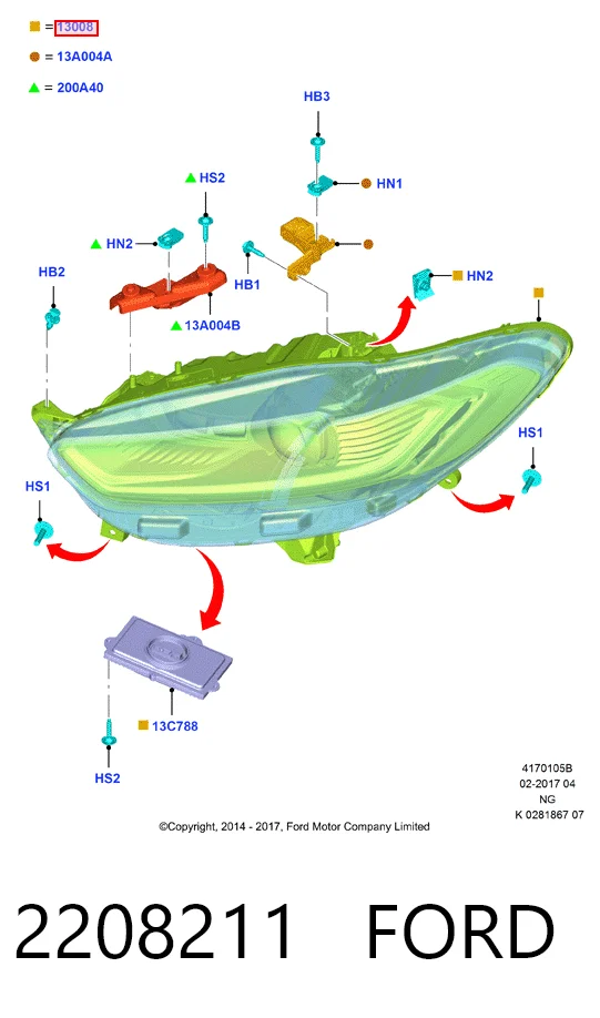 Купить ES7313D154CD Ford Фара основная правая