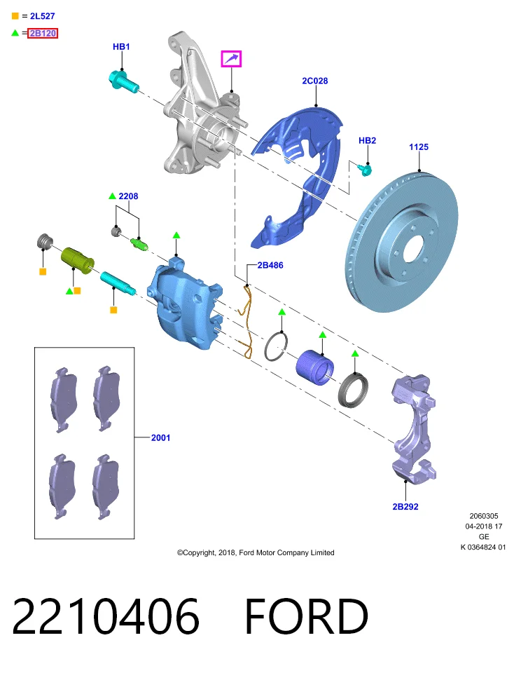 JX612B302BEC Ford Суппорт тормозной, передний, левый