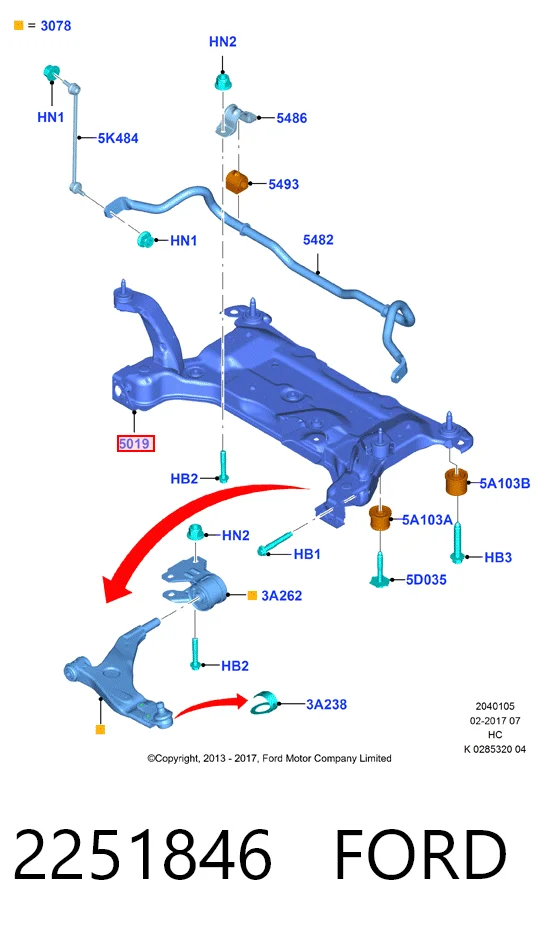 2251846 Ford Подрамник передней подвески