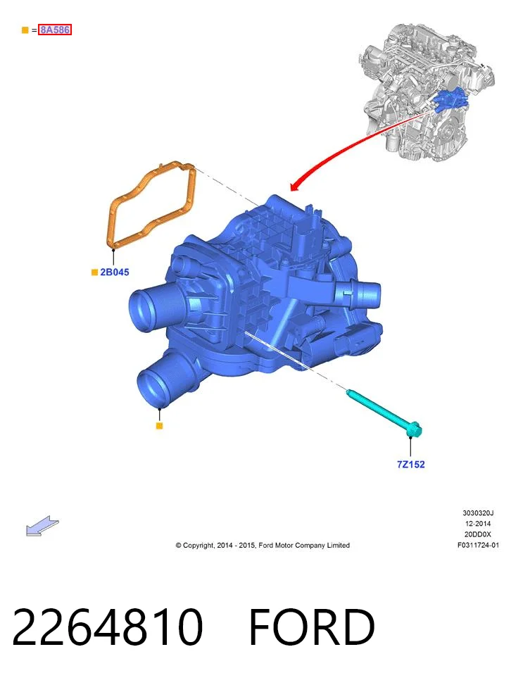 2264810 Ford Корпус термостата в сборе