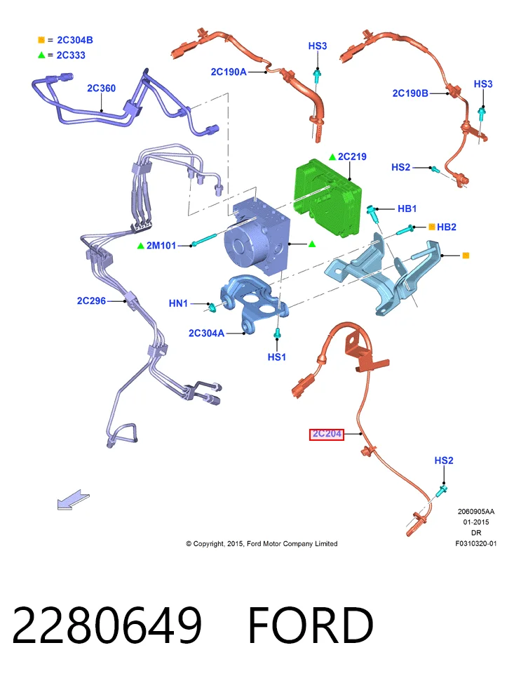 2280649 Ford Датчик ABS передний правый