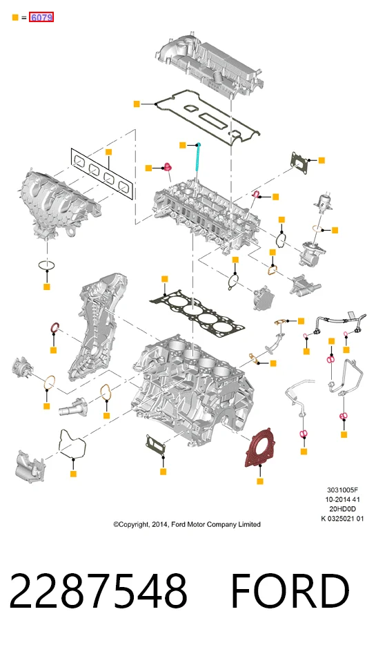 Полный комплект прокладок двигателя Ford Mondeo V седан (CD) (2014 - 2022) цена, от 335.75 USD