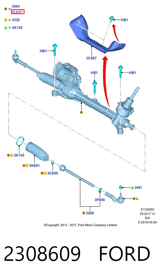 2308609 Ford Управление рулевое в сборе
