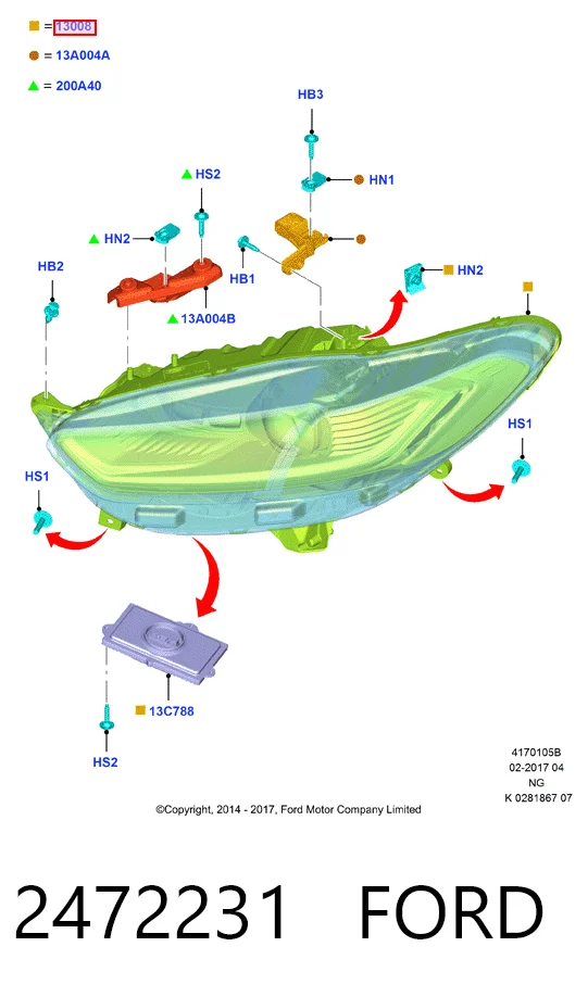 ES7313D154CD Ford Фара передняя правая