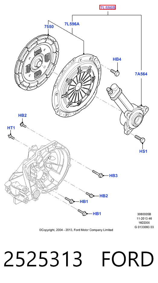 Купить 2287090 Ford Комплект сцепления (диск, корзина, подшипник)
