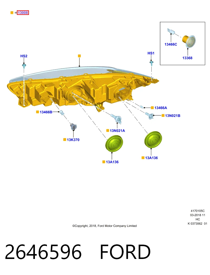 KT1B13W029AF Ford Фара передняя правая
